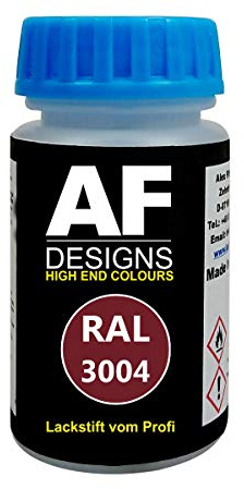 Alex Flittner Designs Lackstift RAL 3004 PURPURROT seidenmatt 50 ml Acryl | Hochwertiges Lackstift (lösemittelhaltig) - ideal geeignet für Hobby, Freizeit, Modellbau, Basteln und um Kunststoff - oder
