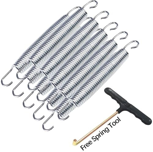 GZFTMKOBNS Trampolin Federn für 240 244 305 360 366 396 400 426 bis 430 cm Ersatzfeder,10 Stück Fitness-Trampolinfedern + 1 Stück Federwerkzeug