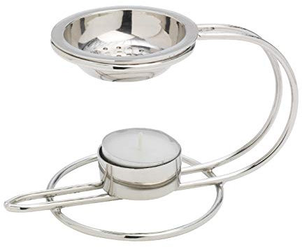 NKlaus Weihrauchständer Messing Silber Höhe - 9cm mit Teelicht für Weihrauch Räucherwerk Räucherkräuter Handarbeit 2983