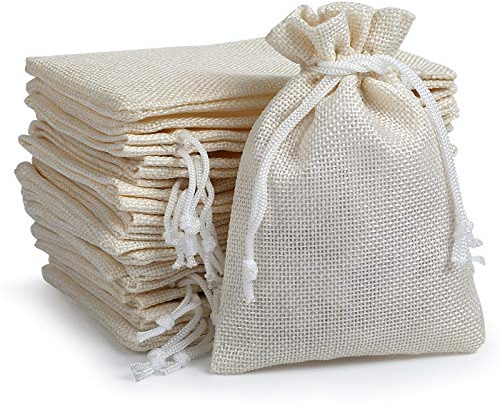 Adventskalender zum Befüllen 24 Cremefarben Säckchen 10 x 14 cm Kordelzug | Stoffbeutel in rustikaler Jute-Optik; ideal für Advent, Weihnachten, Nikolaus sowie kleine Geschenke und Überraschungen