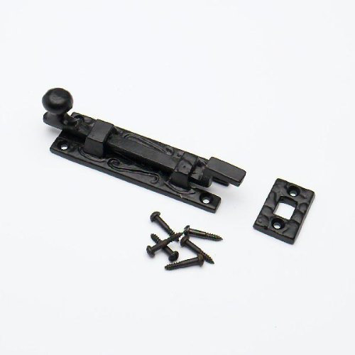 Türriegel, Stahl, Antik-Stil, inkl. Schrauben, 100 mm, Schwarz, 3 Stück