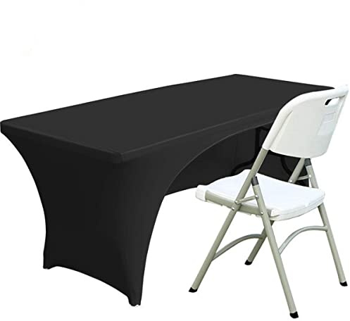 Spandex Tischdecken Fitting Polyester Tischdecke Stretch Tischdecke Tischplatte Offene Rückseite - 5FT/153CM, Schwarz