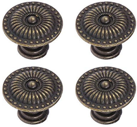 Cabilock 4pcs Vintage Bronze Cabinet Knobs Classical Pull Handles for Furniture and Wardrobes Easy to Install Screws Included Elegant Retro Style