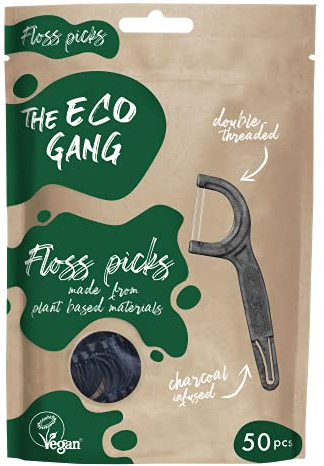 Eco Gang Floss Picks Charcoal 50er Packung