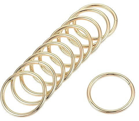 sourcing map 10 Stück O Ringe 1.18(30mm) Metall für Riemen Taschen Gürtel DIY Handwerk Gold Ton