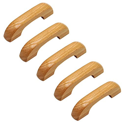 Schubladengriffe, massiver Bogenform, Holzfarbe, Schrankgriff, Möbelbeschläge für Küchenschrank, Kommoden, Dekoration, 5 Stück (CC: 64 mm)