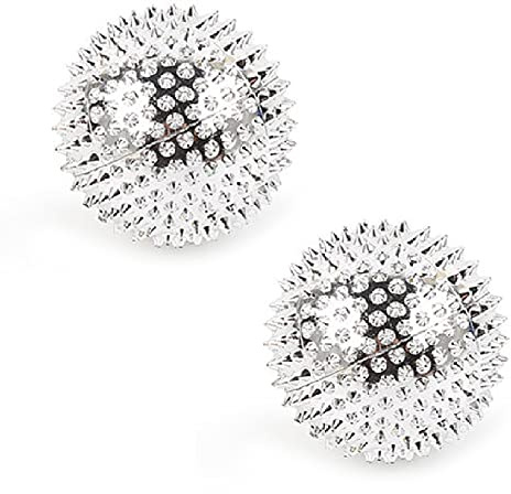 Layhou 2 Stück Magnetische Akupressurkugeln Igelball Massageball Magnetic Spiked Massage Ball - Große 56mm Durchmesser - Akupressur Massagegerät (Silber（56mm）)