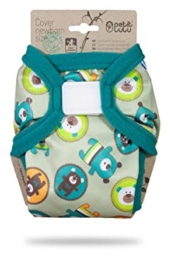 Petit Lulu Größe 1 PUL Überhose (2-6 kg) | Klett | Newborn Windelüberhose | Baby Windelhose | Waschbar & Wasserdicht | Stoffwindeln für Neugeborene | Hergestellt in EU (Flying Bears)