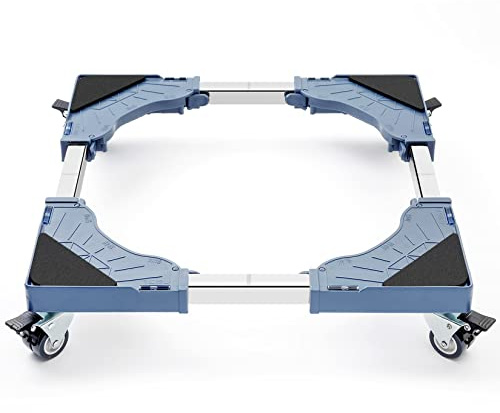 WBD WEIBIDA Adjustable Furniture Dolly with 4 Dual-Locking Wheels, Universal Washing Machine Base Stand, Square Appliance Mover for Refrigerator, Mini-Fridge, Washer & Dryer, Moving Cart