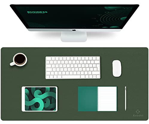 K KNODEL Leder Schreibtischunterlage, Tischunterlage, 43 x 90cm, Dunkelgrün | Schreibtischunterlage, Tischunterlage, Tastatur Matte, Mauspad, Mousepad, schreibtisch matte für Computer, Laptop