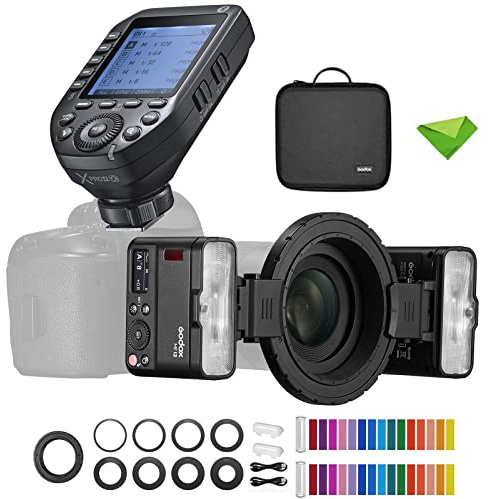 Godox MF12 MF12-K2 Macro Flash w/XProII-O Trigger Olympus and Panasonic, 2.4G Wireless Control,Off-Camera TTL Flash Speedlite 12W, TTL/M Mode,Built-in 3.7V/6.29W Lithium Battery Standard Hotshoe Flash