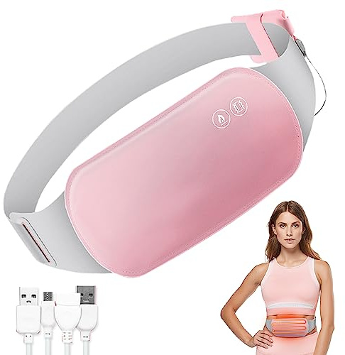 mizikuu Menstruations Heizkissen, Tragbares Menstruations-Heizpad Perioden Wärmegürtel 3 Temperaturmodi Gegen 3 Vibrations Massage-Modi Periodeschmerzen für Frauen Mädchen Bauch Rücken Lenden