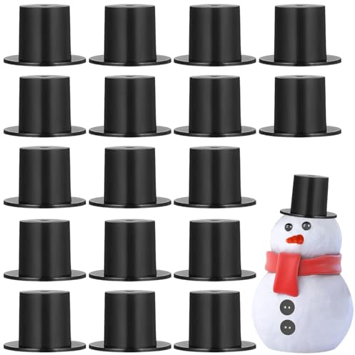 ABOOFAN 50 Stück Mini Zylinder Hüte aus Kunststoff, Weihnachten Schneemann Bastelset Zum Basteln, Schwarze Top HüTe Kappen fürs Handwerk, Weihnachtsfeierartikel (2.3x1.6cm)