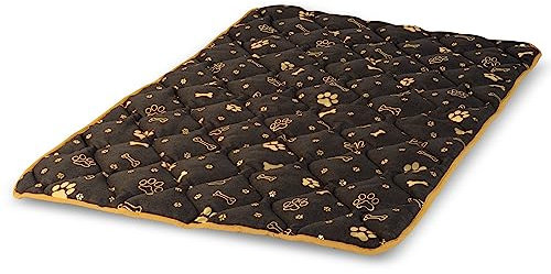 KingDog Prestige Hundebett Hundematte Haltbare wasserdichte Hundematratze mit einem Muster aus goldenen Knochen in Braun (120x80cm)
