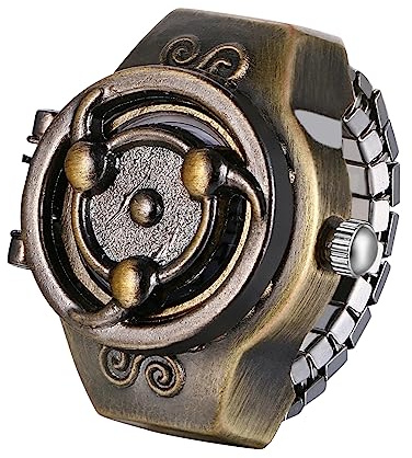Avaner Ringuhr Fingeruhr Einfach Rund Fingerring Uhr Analog Quarz Elastisch Ring Uhr Halloween Ringuhr für Herren Damen