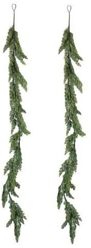 2 Stück Zederngirlande Weihnachten, 300 cm/9,8 Fuß künstliche grüne Kieferngirlande, Girlanden zur Weihnachtsdekoration, für Kaminsims, Treppe, Kamin, Zuhause, Party-Dekoration