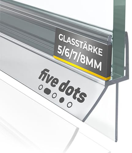 five dots Lot de 2 joints de douche 8 mm 100 cm - Pour portes de douche - Sans jaunissement - Joint pour porte de douche en verre de 6 mm - Maintien 100 % étanche