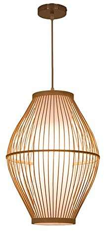SUCADA Lampada Sospensione Antica In Bambù Lampada Sospensione Industriale Retrò Lampada Testa Singola In Cinese Illuminazione Soffitto Semi-incasso Lampadario Intrecciato Mano Per Camera Letto Bar