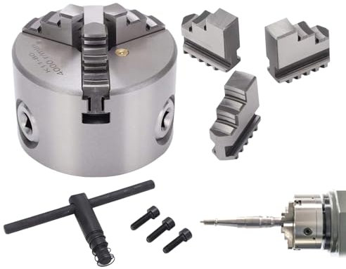 Veeteah Mandril giratorio de 3 mandíbulas, mandril giratorio de 3 mandíbulas para torno de metal | portabrocas autocentrables | - Mandíbulas de aleación, 80 mm, 3 mandíbulas, piezas de repuesto,