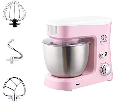 Batteurs sur Socle,mélangeur électrique,3,5 L,mélangeur Alimentaire à tête inclinable à 6 Vitesses 600 W,mélangeur électrique de Cuisine avec Crochet pétrisseur,Fouet et Batteur,Rose