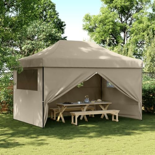 ZEYUAN Partyzelt Faltbar Pop-Up mit 4 Seitenteilen Taupe, Festzelt, Pavillion, Bierzelt, Garten Party Zelt, Gartenzelt, Grillpavillon - 4004978
