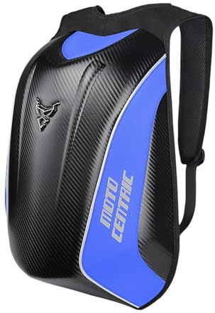 mjmoto Mochila de moto 48 L impermeable de fibra de carbono con carcasa rígida reflectante