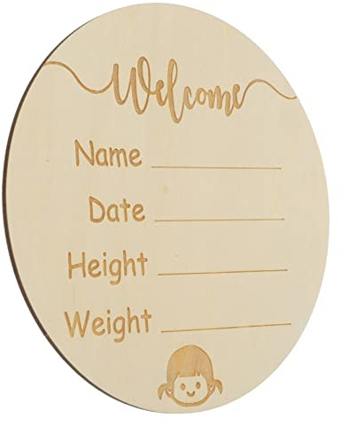 Rundes Geburtsanzeigenschild, Namensschild für Neugeborene | Glatte Basswood Sperrholzplatte, Niedliches Druckdesign, für Babyparty und Wohndekoration
