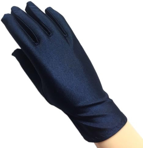 Anevous 2 Paar Kurze Handschuhe für Damen Polyesterhandschuhe Anzughandschuhe Handschuhe Accessoires für Mädchen kleidung Abendgarderobe, Cosplay, Schmuckinspektion,Dunkelblau