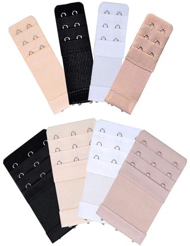Frogetu 8 Stück BH-Verlängerer,Bra Extender Weich,3 Reihen 2 Haken 3 Haken,BH Verschluss Elastischen Geeignet,Verlängerungsgurt Schwangerschafts Zubehör,für Frauen Damen