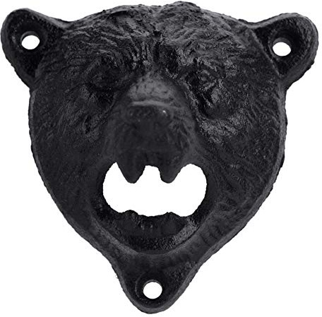 Abrebotellas de pared de hierro fundido con forma de oso montado en la pared, para cerveza, refrescos, vidrio, herramientas de cocina y bar