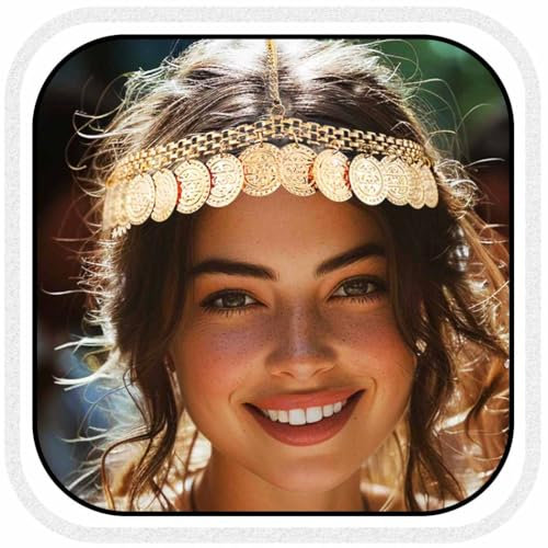 Fashband Goldfarbene Pailletten-Kopfkette, Boho-Quasten-Haarketten, Kopfbedeckung, Festival-Kostüm, Haar-Accessoires für Damen
