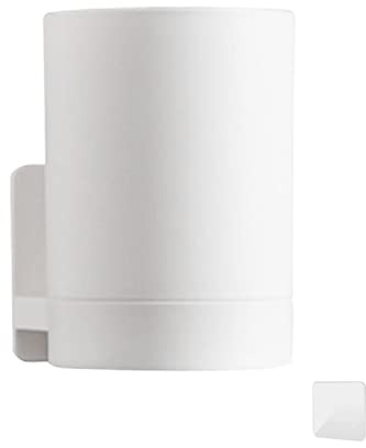 Toothbrush Holder, Self Adhesive Tooth Brushing Holder Toothbrush Holder Cup Wall Mounted Bathroom Accessories(White)