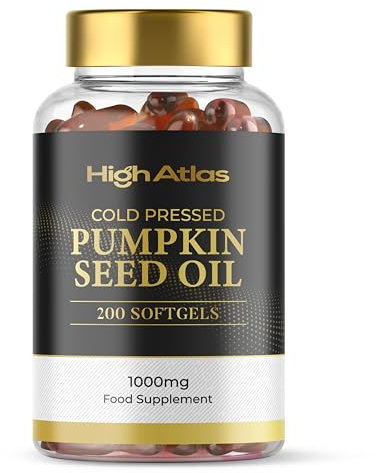 Pumpkin Seed Oil Soft Capsules - 200 Count (3000mg Per Serving) High Potency, Cold Pressed Extra Virgin Softgels (Non-GMO) by HighAtlas