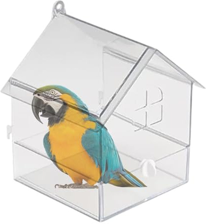 Vogeltränkenkäfig, Duschbox, Acryl-Badewanne mit Schublade, 14 x 14 x 18 cm, große Wanne, leicht zu reinigendes Design, Käfigzubehör für Nymphensittiche und kleine Vögel