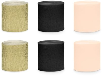 Juego de 6 cintas crepé, rollo de 10 metros de ancho y 5 cm de ancho, cinta de papel crepé, decoración para fiestas, bodas, celebraciones, cumpleaños, manualidades, serpentinas, papel de seda, crepé