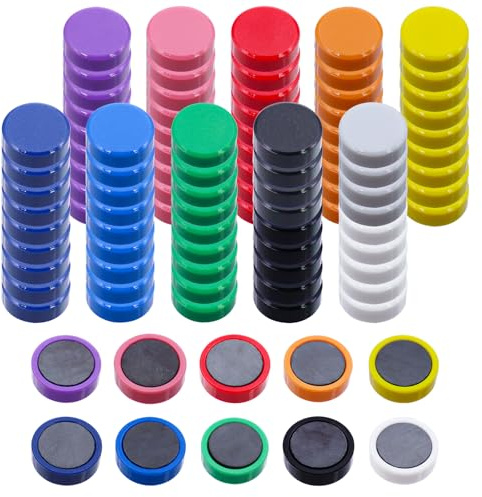 CONNECTION 100 Stück Whiteboard Magnete Bunt Magnete für Magnettafel Kleine Rund Tafelmagnete Schule Dekorative Magneten Stark für Tafel Foto Schule Büro Magnetwand Pinnwand Schließfach (10 Farben)