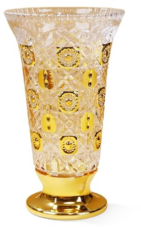 Handbemalte goldene Vase, 27,9 cm hoch, für Tischdekoration, Küche, Büro, Wohnzimmer, Hochzeit, perfekt für Heimdekoration.