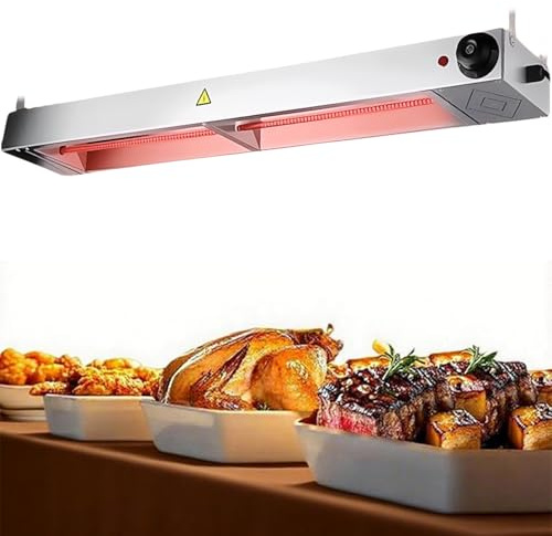 BOVDC Lampe Chauffante Cuisine Professionnelle Acier Inoxydable(1pc,60cm) | Lampe Chauffante Alimentaire Restaurant Suspendue Température Réglable,Lampe Chauffe Plat Cuisine Restaurant Acier Inoxydable