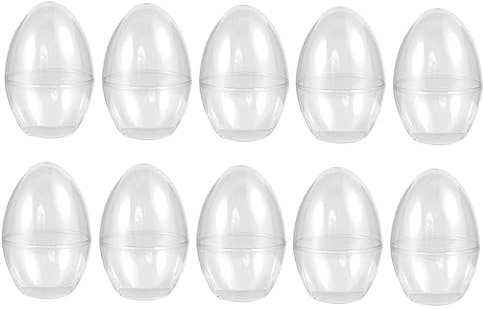 CALLARON 10PCS Transparent Egg Shaped Candy Storage Boxes Medium Durable Plastic Easter Wedding Party Favor Gift Packaging Containers