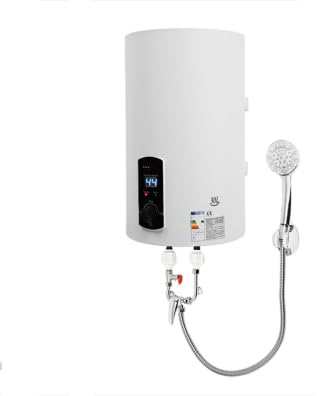 Caldaia elettrica da 30 l, con doccetta e tubo doccia, 2000 W, 25 – 75 °C, scaldabagno da parete per cucina, bagno, 34 x 57 cm