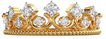 Bague couronne de princesse en argent sterling 925 | Plaqué or | Avec moissanite, forme ronde, bijou de luxe fait main pour femme | WWJR_0317