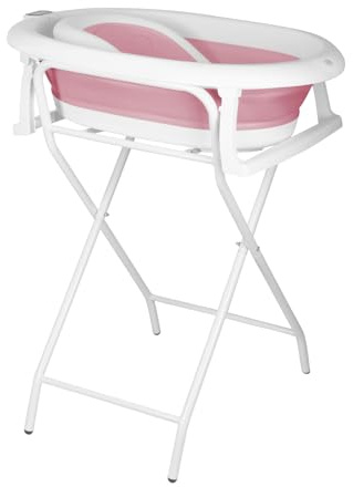 Baignoire pliable avec support antidérapant- Sécurisée et Confortable Bassine Pliable Bebe pour nouveau-nés et tout-petits,(Style 1) 85 x 47 x 85 cm - Rose