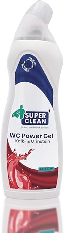 SUPER CLEAN WC POWER GEL 1 x 750 ml – Nettoyant WC de qualité supérieure contre le calcaire et l'urine – Gel WC adhésif avec parfum de cerise – Doux et sans marquage GHS – Fabriqué en Allemagne