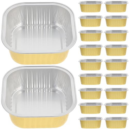 TIKODIDA Teglie da Forno in Alluminio Usa e Getta 300 Ml, Vassoi Scaldavivande Quadrati senza Coperchio, Set da 20 Pezzi Resistenti al Calore per Imballaggio Alimenti e Cottura