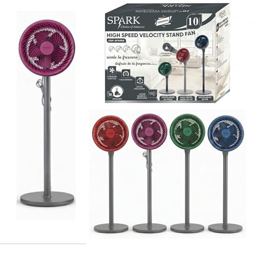 LoLek Spark Ventilador de Pie de Alta Velocidad 10, 3 en 1, 3 Velocidades, con Difusor de Aroma Incluido (Gris con Turquesa)