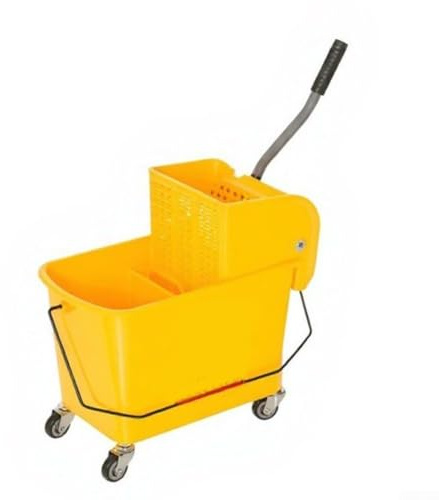 Mop Bucket with Wringer Trolley on Wheels, 24L ABS Commercial Floor Cleaning System for ARLIME, Hands-Free Side Press Design for Home, Restaurants and Offices, Yellow