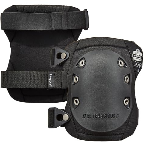 Ergodyne ProFlex 335 Slip Resistant Rubber Cap Knee Pads, Black, Buckle Closure