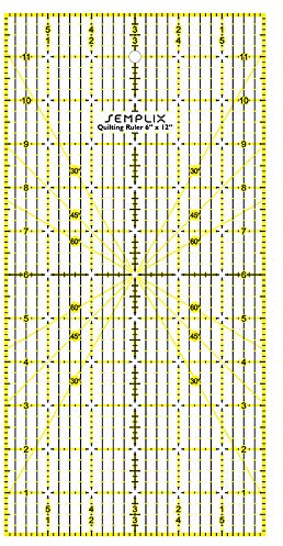 SEMPLIX Patchwork Quiltlineal mit Antirutschbelag und Winkelfunktion für Quadrate, Streifen, Dreiecke (12 x 6 inch)