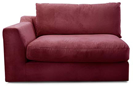 CAVADORE Sofa-Modul Fionamit Armteil links / individuell kombinierbar als Ecksofa, Big Sofa oder Wohnlandschaft / 138 x 90 x 112 / Webstoff burgunder-rot