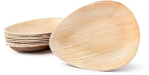 BOX And Tree | 100 Stück Einwegteller aus Palmblatt, 17 cm | biologisch abbaubares Einweggeschirr 100 % kompostierbar | Bambusteller für Geburtstag, Material Palme Holz